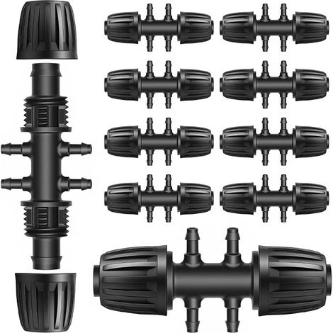 Barbed Tee Fittings 1/2 Inch to 1/4 Inch Micro Drip Garden Hose Fittings for Lawn Water Supply and Garden Irrigation (1/5)
