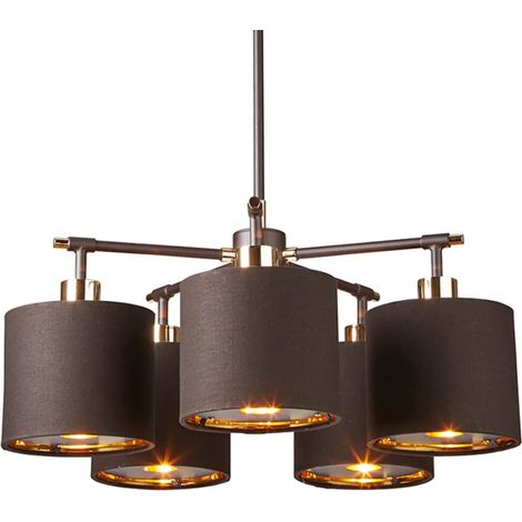 [NEUWERTIG] B-Ware Elstead Hängeleuchte Pendelleuchte Balance Deckenlampe E27 Braun Messing 5 Flg