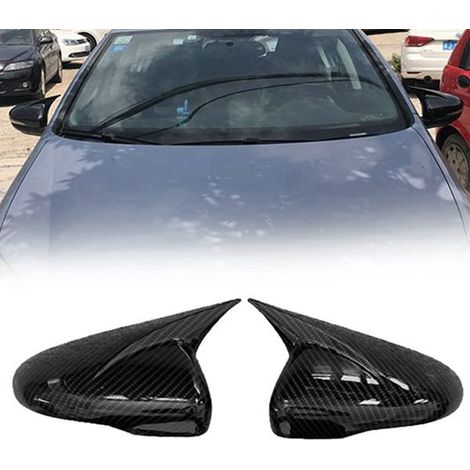 1 Paar Rückspiegelabdeckungen aus ABS in Carbonfaser-Optik mit Bullenhorn-Design, dekorative Seitenspiegelabdeckungen, geeignet für den Einsatz am Auto. (1/4)