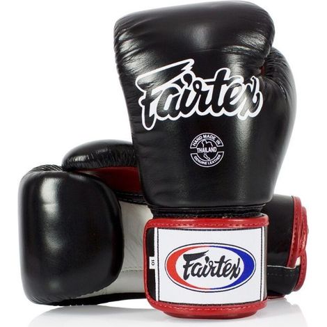 Guantes de boxeo Fairtex de cuero genuino BGV1 Negro/Blanco/Rojo 283 g (1/3)
