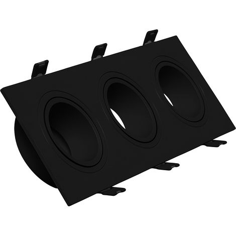 Aro Foco Downlight 3xGU10 Policarbonato Rectangular Negro