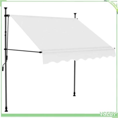 Auvent rétractable manuel - FAFEICY - 145870 - LED solaire - 150 cm - Tissu polyester hydrofuge (1/5)