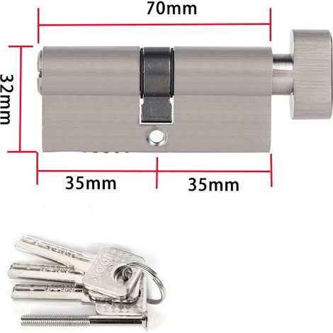 Serrure à cylindre en alliage de zinc de 70 mm (35/35), avec 3 clés, anti-effraction, anti-perçage, anti-choc (1/3)