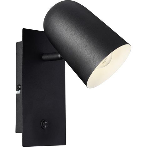 BRILLIANT lampe Ayr interrupteur spot mural noir mat 1x D45, E14, 18W, adapté aux lampes à suspension (non inclus) Échelle A ++ à E Avec interrupteur à bascule (1/3)