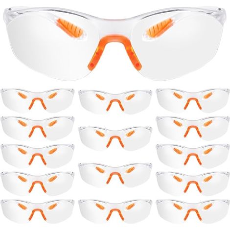 12 pcs Lunettes de Sécurité Transparentes, Lunette de Protection Travail, Surlunettes de Protection, Lunettes de Sécurité Chimie, pour Laboratoire Travail Équipement de Protection Individual (1/5)