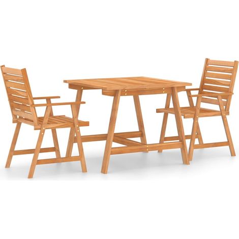 Ensemble à manger de jardin 3 pcs,Salon de jardin Bois d'acacia solide CFW26507 (1/5)