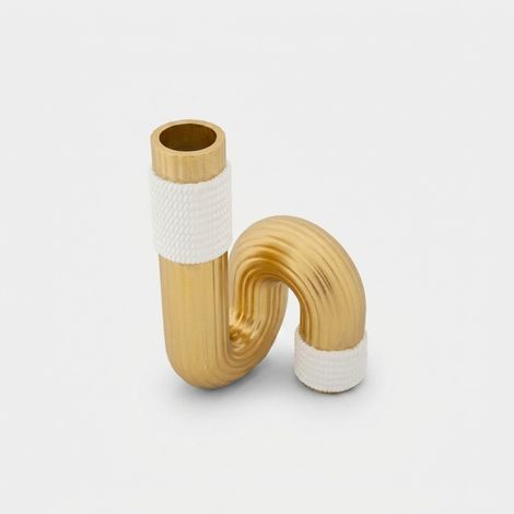 Jarrón Ferretti de poliresina blanco y dorado 10,7 cm (1/5)