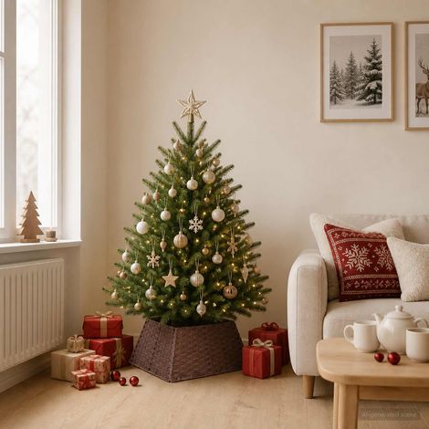vidaXL Collier de sapin de Noël Carré Marron foncé 50 x 50 x 25 cm (1/5)