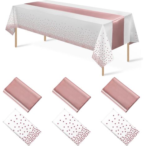 3 nappes jetables rectangulaires Divers accessoire de table 137 x 274 cm imprimées blanc et bleu ciel pour anniversaire, baby shower, mariage (1/5)