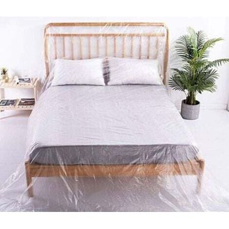 2.4 x 15m Bâche De Protection Anti-poussière Imperméable Bâche en Plastique Transparente Épaisse Indéchirable Couverture (1/4)