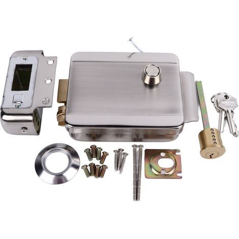 Serrure de porte à commande électrique, pour sonnette, interphone, système de sécurité d'accès, maison 12V. (1/5)