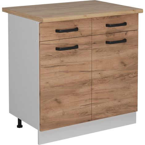 Mobiletto base per cucina R-Line, Quercia dorata, 80 cm PL Rovere, Vicco