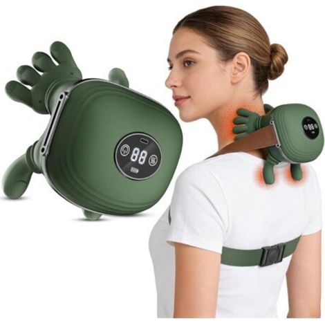 Masseur Cervical, Masseur Dos Et Cervicales Avec Chaleur Sans Fil Masseur Shiatsu 4D en Profondeur avec 3 Niveaux d'intensité et 2 Réglages de Chaleur, Cadeaux Pour Maman, Femmes et Hommes
