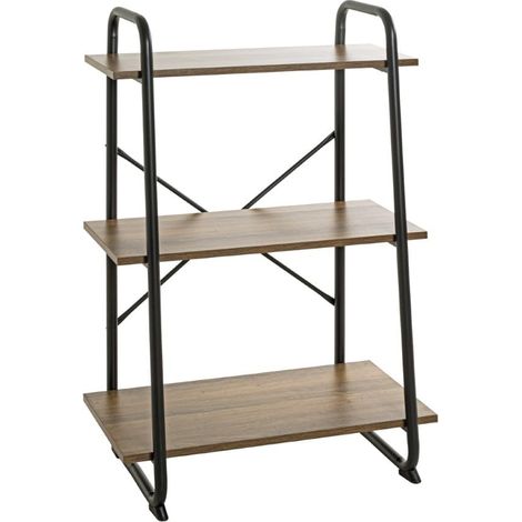 étagère chêne, Noir, métal, Panneaux de Particules alvéolaires - Dim.: L 60 cm x H 93 cm x P 36 cm, Style: Modern (1/4)