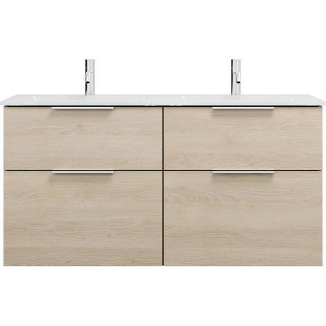 burgbad Eqio double lavabo en verre avec meuble sous-lavabo,