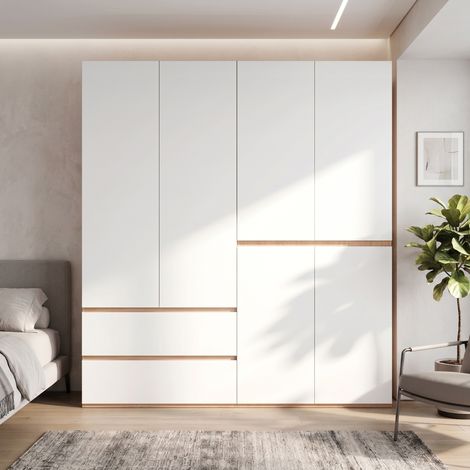 6-türiger Kleiderschrank 180x50x200 cm MDF Weiß Artisan-Eiche – MEUBLIV (1/5)