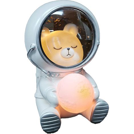 Veilleuse Astronaute Résine Lampe Chat Décoration Chambre Enfant Bureau (1/5)