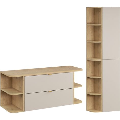 Conjunto mueble bajo lavabo 120cm y columna Azel Cachemira y Madera