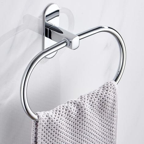 Anneau Porte-Serviettes Rond Inox, sans Perçage Salle Bain (1/4)