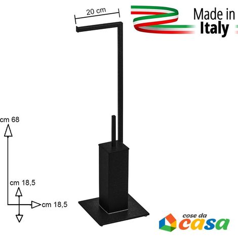 Piantana da terra nero opaco per arredo casa per bagno porta asciugamano scopino salvaspazio moderna molto forte (1/5)