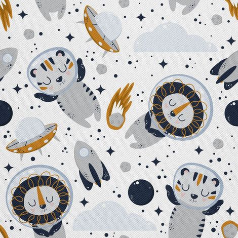 Tissu d'extérieur décoratif Oxford - motif tigre et lion dans l'espace (1/5)