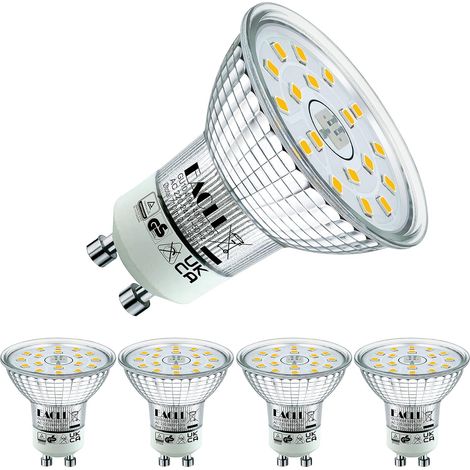 Ampoule LED GU10 Blanc Neutre 4.9W Remplace Halogène 75W, Lot de 4, 585 Lumens 4000K Non Dimmable, Projecteur sans Scintillement, Large Faisceau 120° Spot, AC 230V Lampe à Réflecteur (1/5)