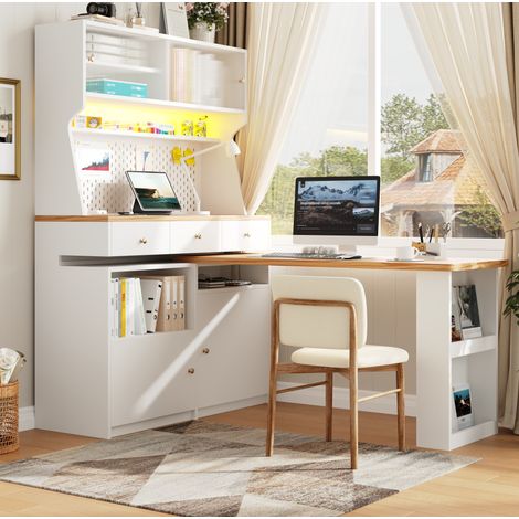 Mueble de cocina 137/45/178 cm blanco con LED y tablero extraíble (1/5)