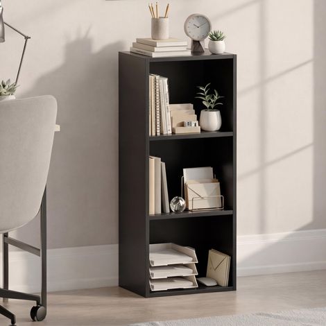 3 Niveau Cube Bibliothèque, Moderne Space-Saving Meuble de Rangement for Salon, Chambre Or Bureau, Autoportant Exposition Shelf, H80xW32xD24cm (Noir) (1/5)