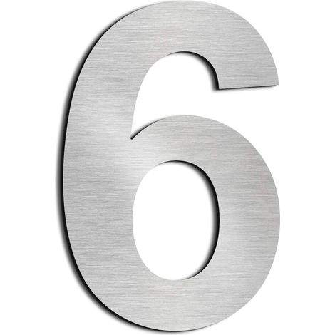 Numéros de maison en acier inoxydable 304 - Lot de 1 chiffre - Style flottant robuste - Adhésif puissant extérieur et intérieur - Pour porte, boîte aux lettres, façade - 7,5 cm (Chiffre 6 ou 9) (1/5)