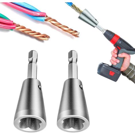 Outil de torsion de fil pour perceuse électrique, écrou de fil amélioré 2025, outil de torsion de câble à tige hexagonale de 6 mm, connecteur de fil torsadé pour calibres 9-22 AWG (2 pièces) (1/5)