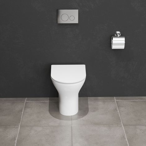 AICA Bathroom Back to Wall Toilet Round Pan Soft Close Seat White Ceramic Modern (1/5)