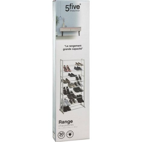 5Five Simply Smart – Range-chaussures 30 paires – Meuble à chaussures en acier et ABS – Dimensions 140 x 26 x 65,5 cm – Pour espaces réduits (1/10)