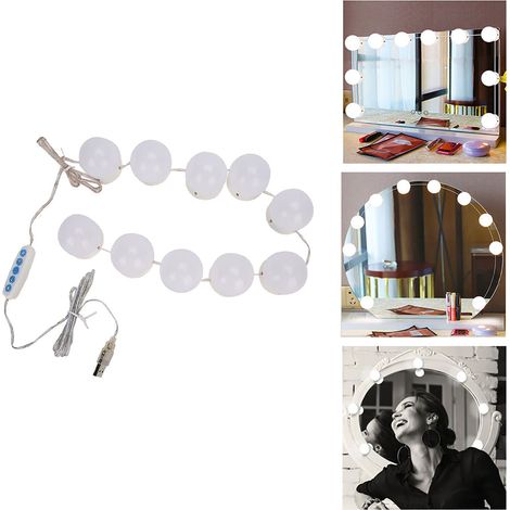 Lot de 10 ampoules LED miroir maquillage avec variateur, éclairage cosmétique, ampoules dimmables pour coiffeuse, pack de 10 lumières de miroir. (1/5)