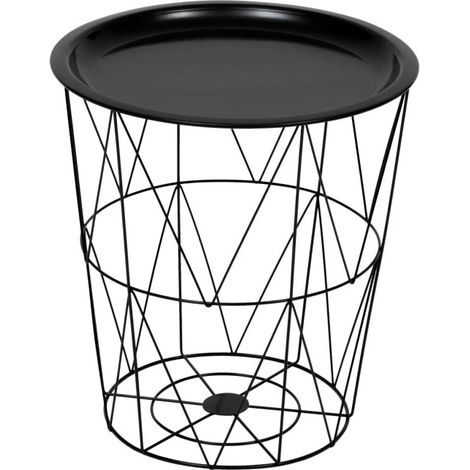 Table d'Appoint en Métal "Kumi" 40cm Noir (1/4)