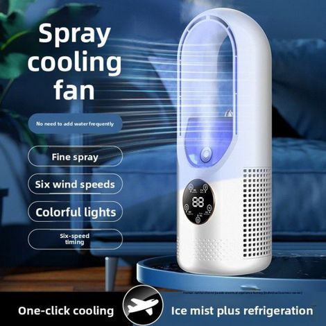 Ventilateur sans pales - Refroidisseur air avec brumisateur USB, blanc, pour maison et bureau (1/2)