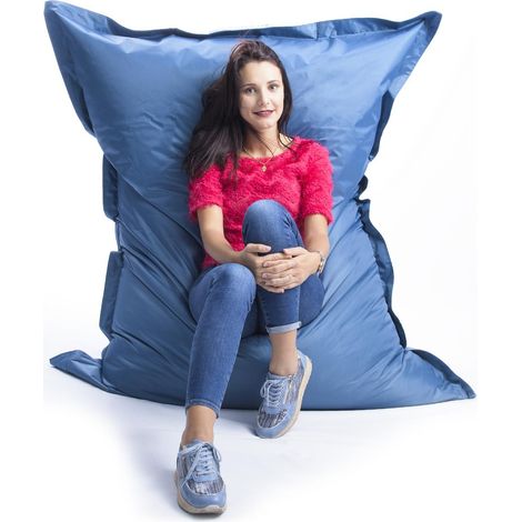 Pouf Géant Bleu Canard BiG52 Classic 170x130 cm - Déhoussable, Intérieur/Extérieur, Rempli de Billes de Polystyrène (1/5)