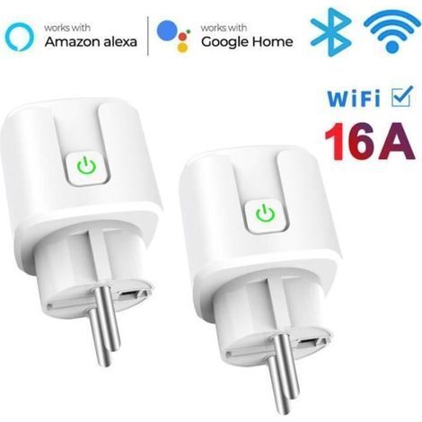 2PCS PRUMYA 16A Smart Wifi Connected Socket Compatible with Android iOS Amazon Alexa Google Home Assistant, Programmable (1/4)