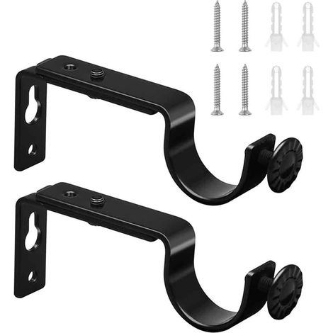 Support Tringle À Rideaux - Fer - Réglable - Pour Fenêtre Et Porte - Avec Perçage - 2 Paires