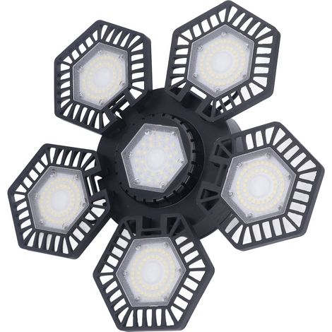 Lampadaire atelier LED plafond 5 panneaux repliables 120W AC 85-277V pour entrepôt garage (1/5)
