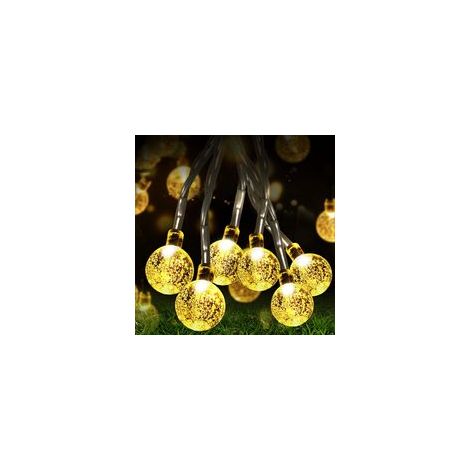 Solar-Lichterkette, 60 LEDs, 11 m, 8 Modi, wasserdicht, Kristallkugel-Design für Feste, Gärten, Terrassen, Bäume, Hochzeiten, Geburtstage, Innen- und Außenbereich, warmweiß