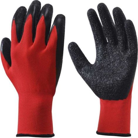 Solide lot de gants de travail en revêtement latex antidérapants grip, idéal pour la manutention, jardinage, bricolage, chantier, montage(Pack10 paires) (1/4)