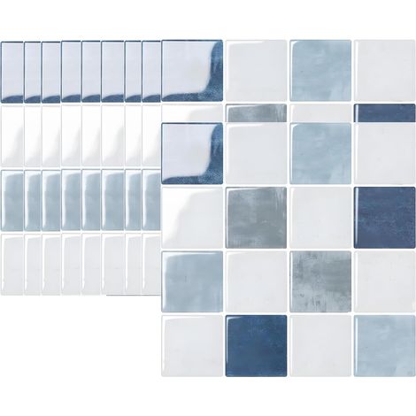 Lot de 10 faux carreaux autocollants 3D avec dos adhésif puissant, parfaits pour le salon, la chambre à coucher, le bureau, les décorations murales imperméables (1/4)