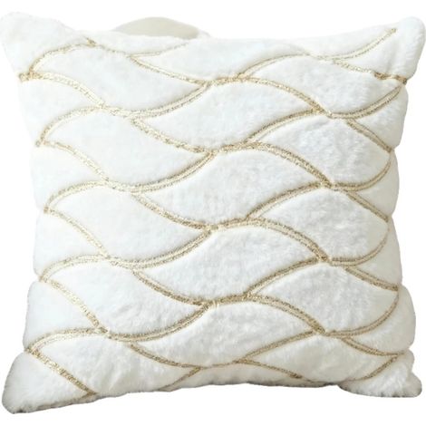 Housse de coussin, polyester doux, design élégant, Blanc 45X45Cm (1/2)