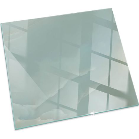 Glasbodenplatte für den Kamin Glas Unterlage Hitzeschutz für den Boden mit Dekorative Motiv Zartes Marmormuster Quadratisch 60x60 cm