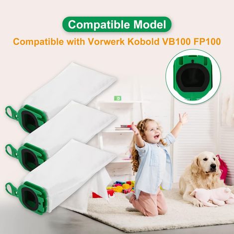 10 Stück Staubsaugerbeutel für Vorwerk Kobold VB100 VB 100 FP100 FP 100 Premium Filterbeutel für Kobold VB100 filterlosen Staubsauger (1/4)