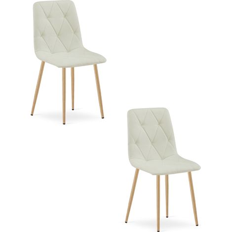 Chaise Libra - tissu beige / pieds couleur bois x 2 (1/5)