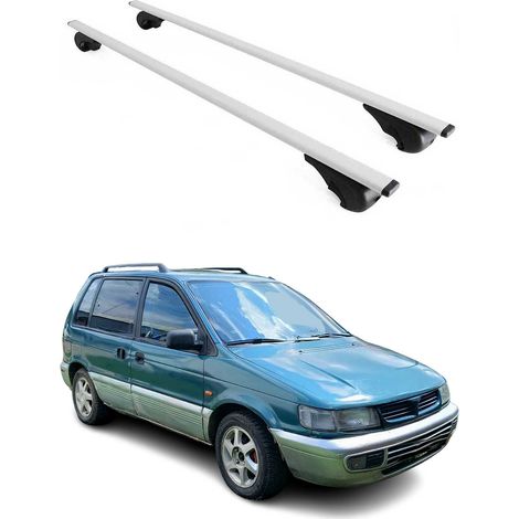 OMAC Dachträger Querträger für Mitsubishi Space Runner 1991-2005 – Abschließbar – Max. 75 kg – 2 Stangen Stahl Silber (1/5)