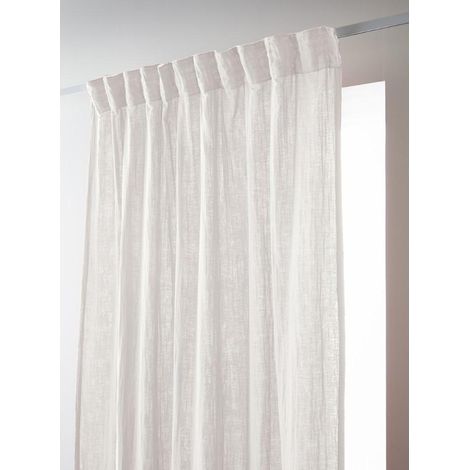Rideau Galon Fronceur 140 x 240 cm - Double Gaze de Coton  - Uni Gaïa Blanc