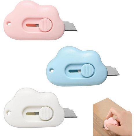3er Set Mini Cuttermesser, Einziehbares Universalmesser, Paketöffner