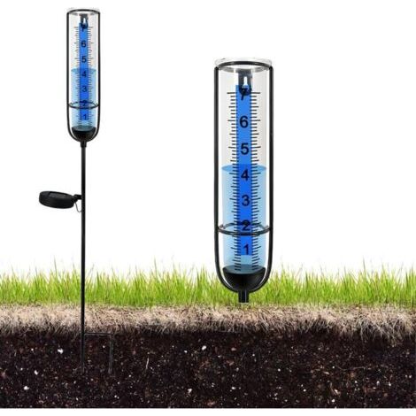 Bardusch - Pluviomètre pour extérieur avec éclairage, pluviomètre pour jardin résistant au gel, pluviomètre extérieur en verre, pluviomètre pour pluviomètre, pluviomètre à énergie solaire en verre pou (1/5)